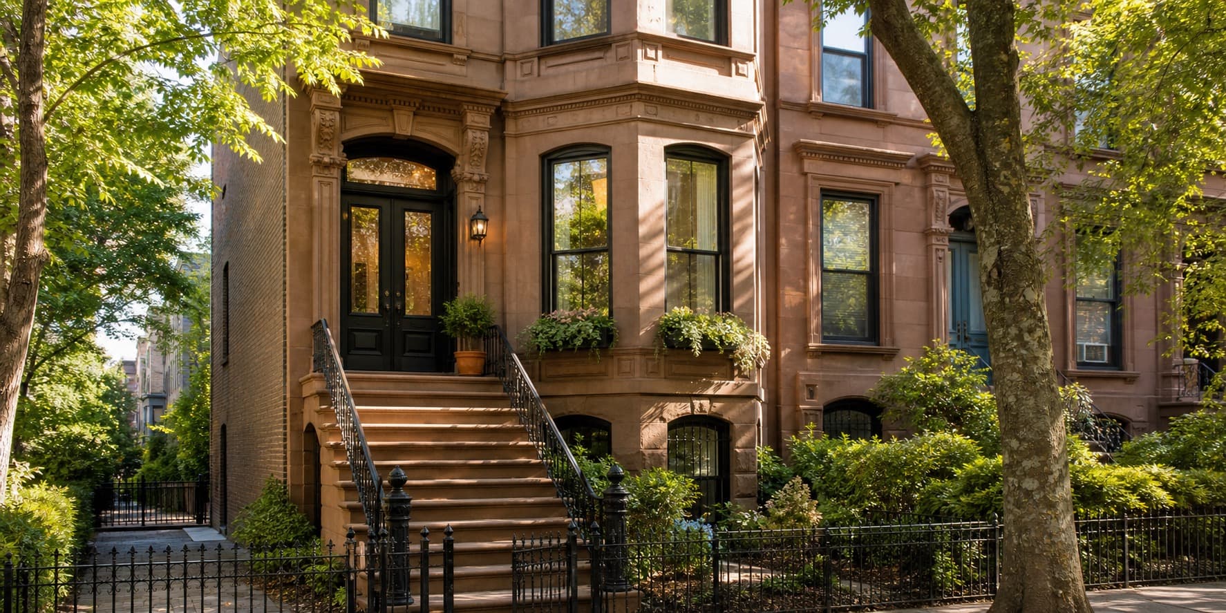 Classic Park Slope brownstone exterior